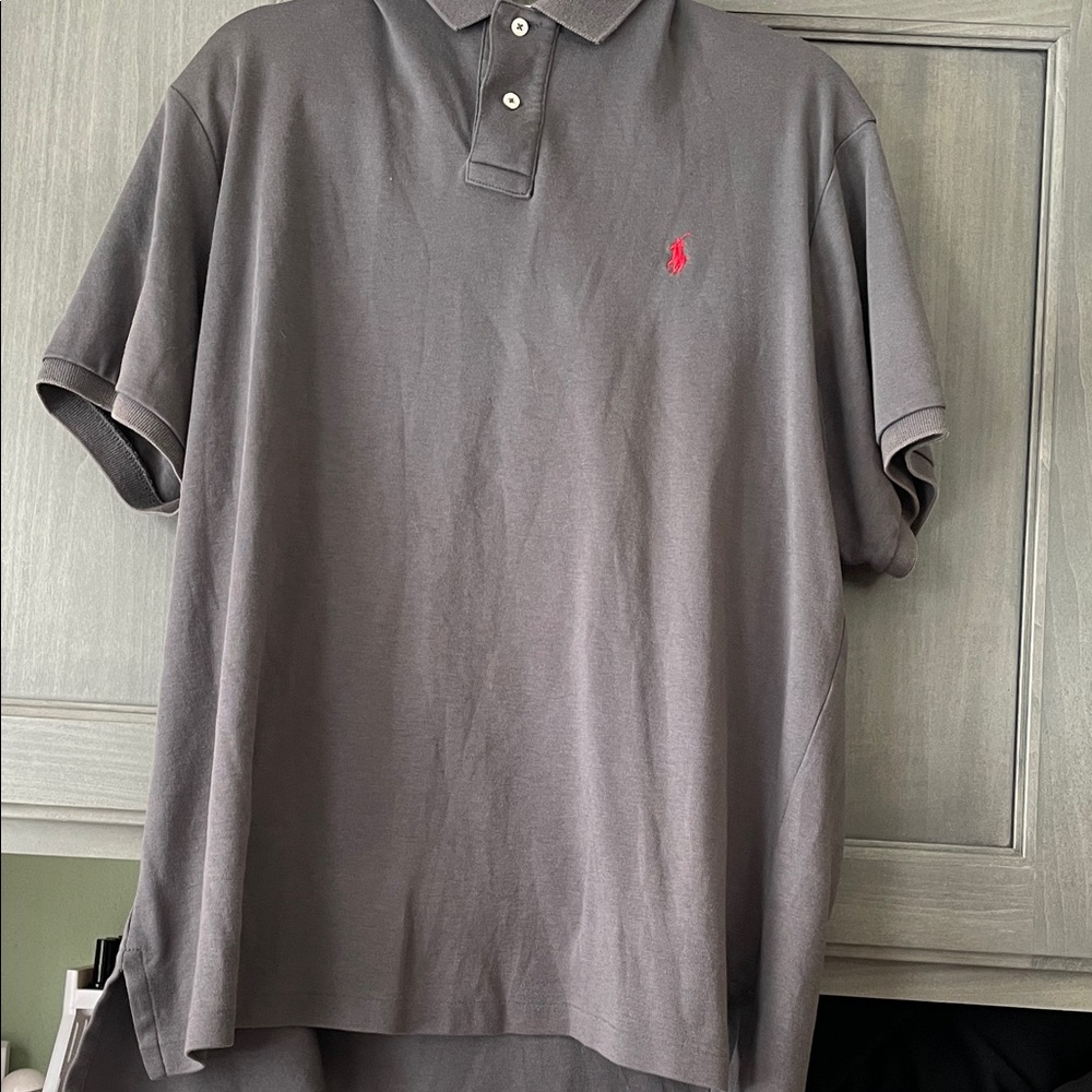 Ralph Lauren Polo Shirt in Charcoal with Red Pony